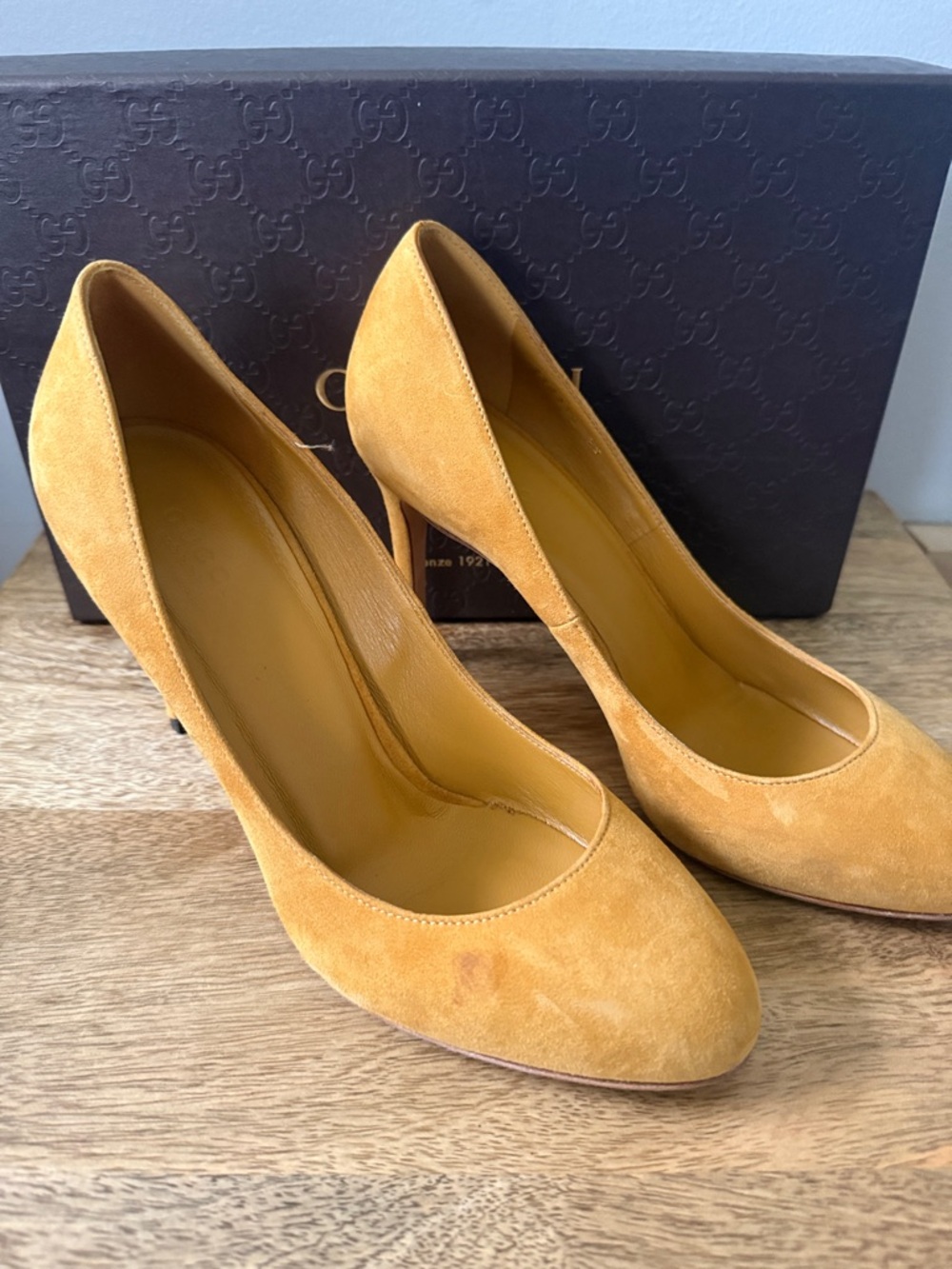 Gucci Tan Suede Pointed-Toe Stiletto Pumps